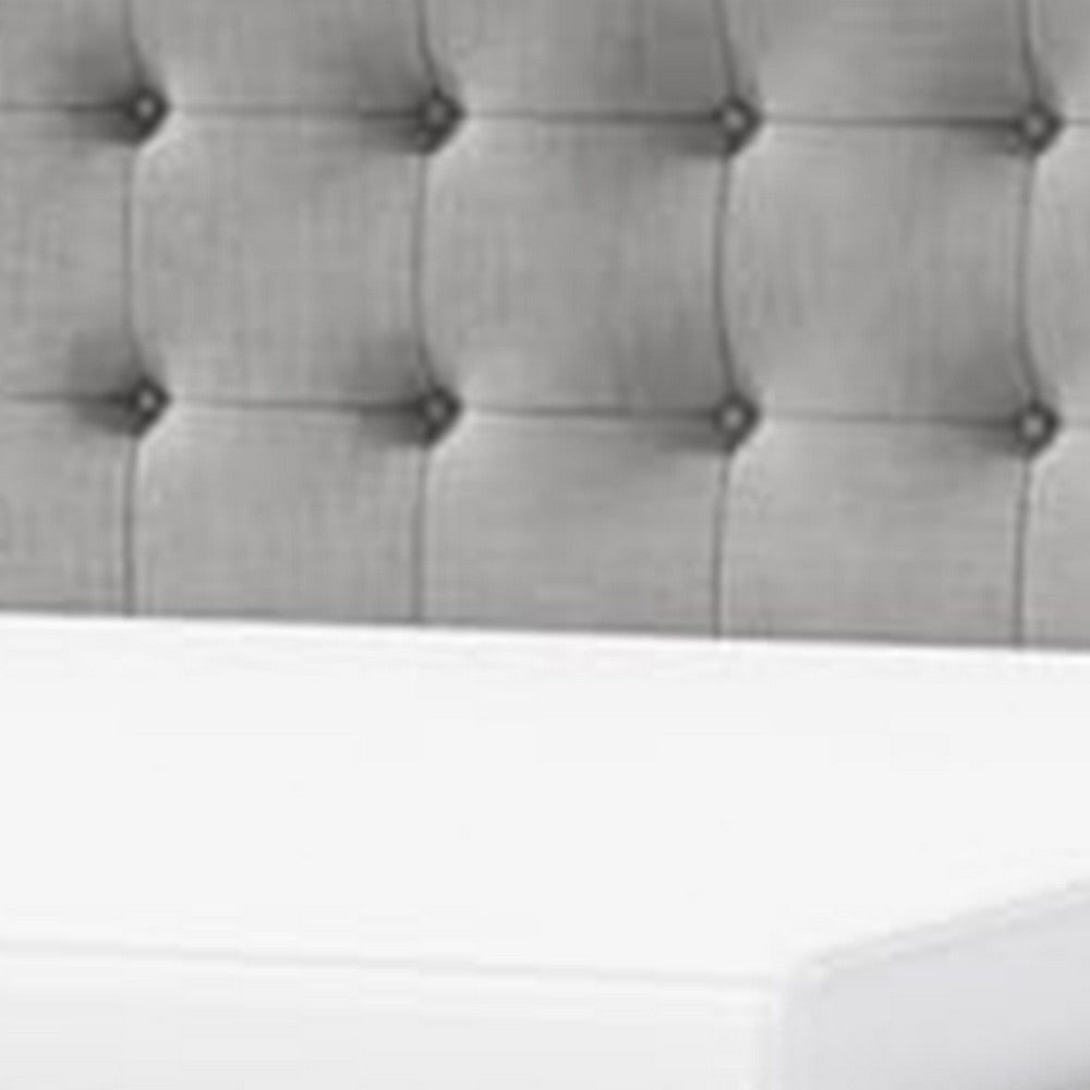 Levy Queen Size Bed | Button Tufted Headboard | Modern Gray Upholstery BM342371