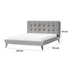 Levy Queen Size Bed | Button Tufted Headboard | Modern Gray Upholstery BM342371