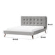 Levy Queen Size Bed | Button Tufted Headboard | Modern Gray Upholstery BM342371