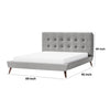Levy Queen Size Bed | Button Tufted Headboard | Modern Gray Upholstery