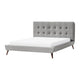 Levy Queen Size Bed | Button Tufted Headboard | Modern Gray Upholstery