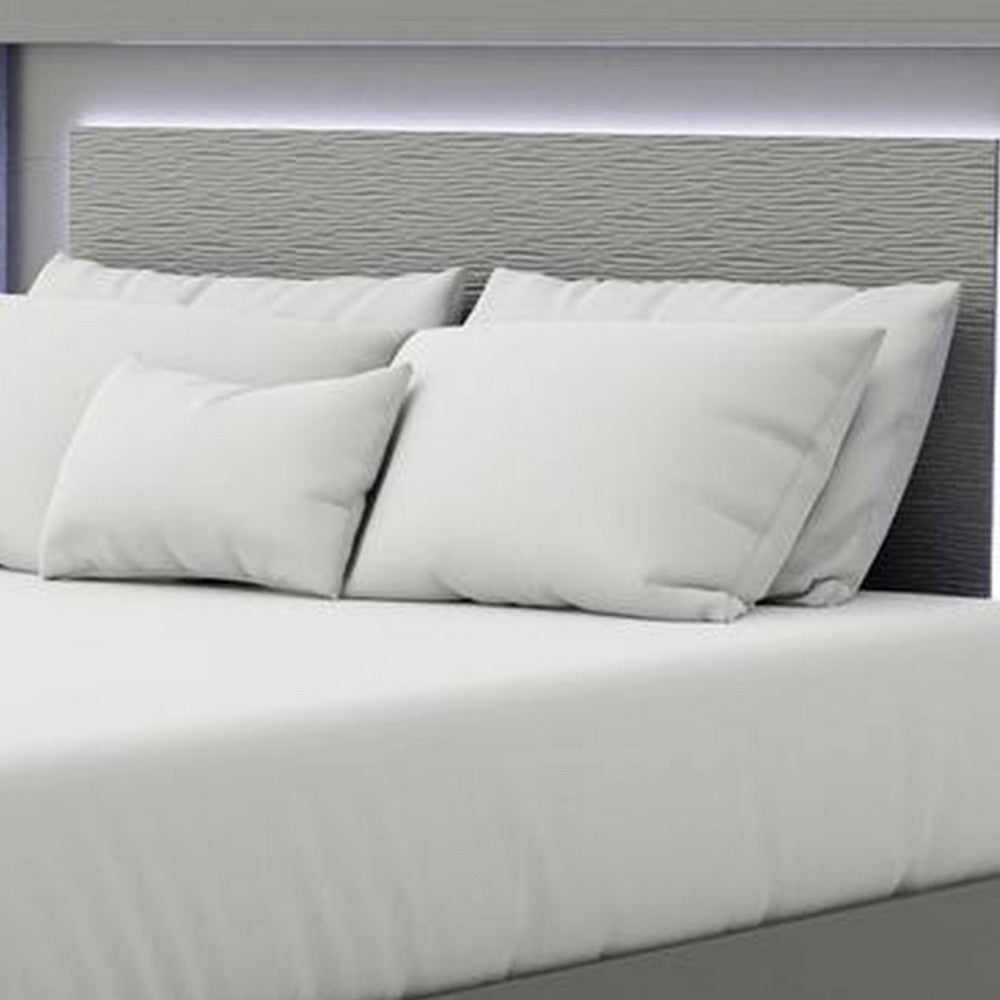 Aliso California King Size Bed | LED Panel Headboard | Metallic Gray BM342375