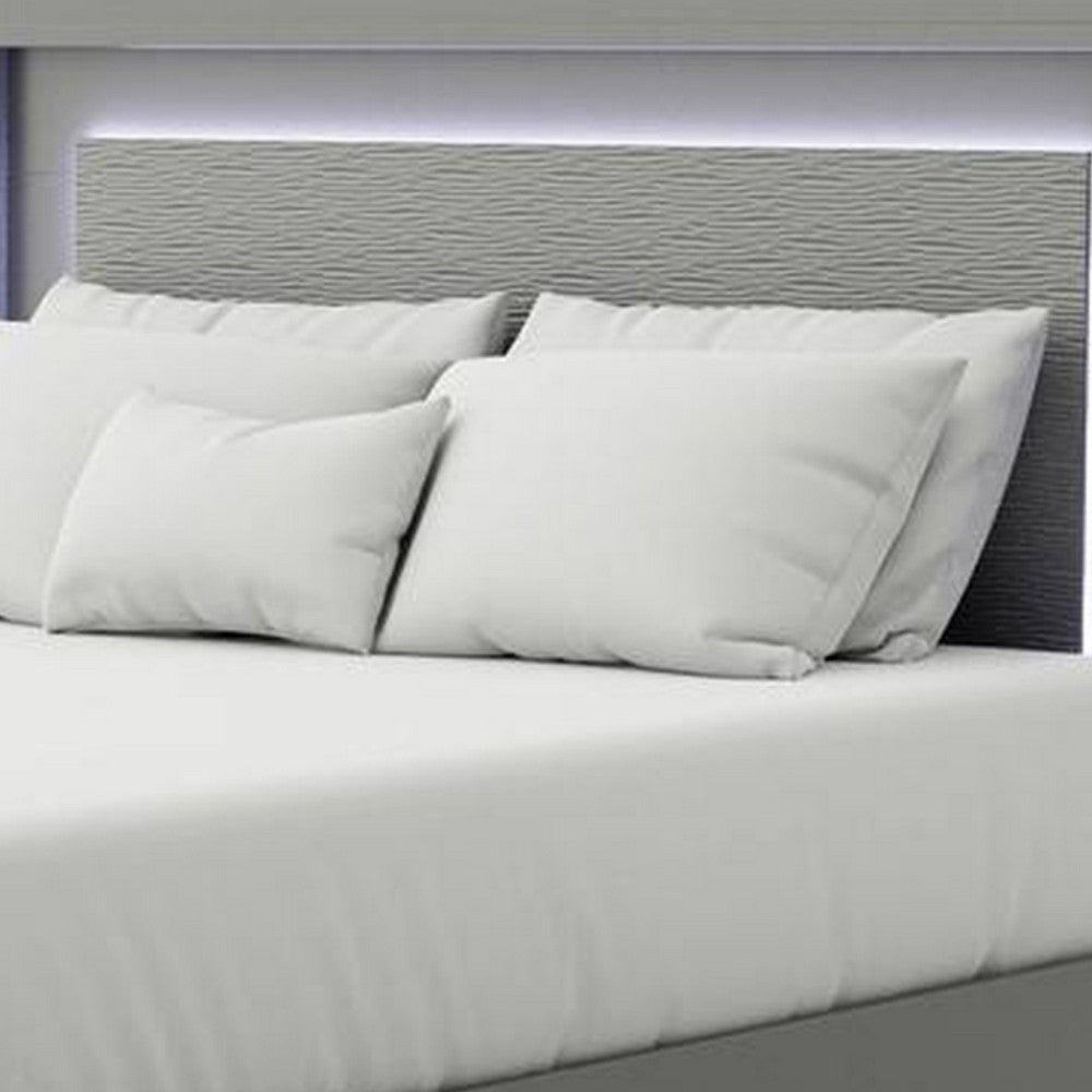 Aliso Queen Size Bed | LED Panel Headboard | Modern Metallic Gray BM342377