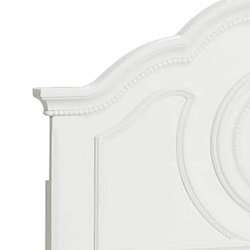 Aleci Twin Size Bed | Crown Molding & Bell-Shaped Design | White BM342378