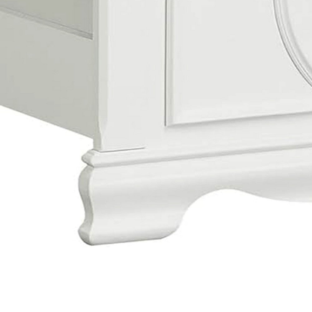 Aleci Twin Size Bed | Crown Molding & Bell-Shaped Design | White BM342378
