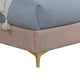 Pevy Twin Size Bed | Tufted Wingback in Light Pink Velvelike Upholstery BM342380