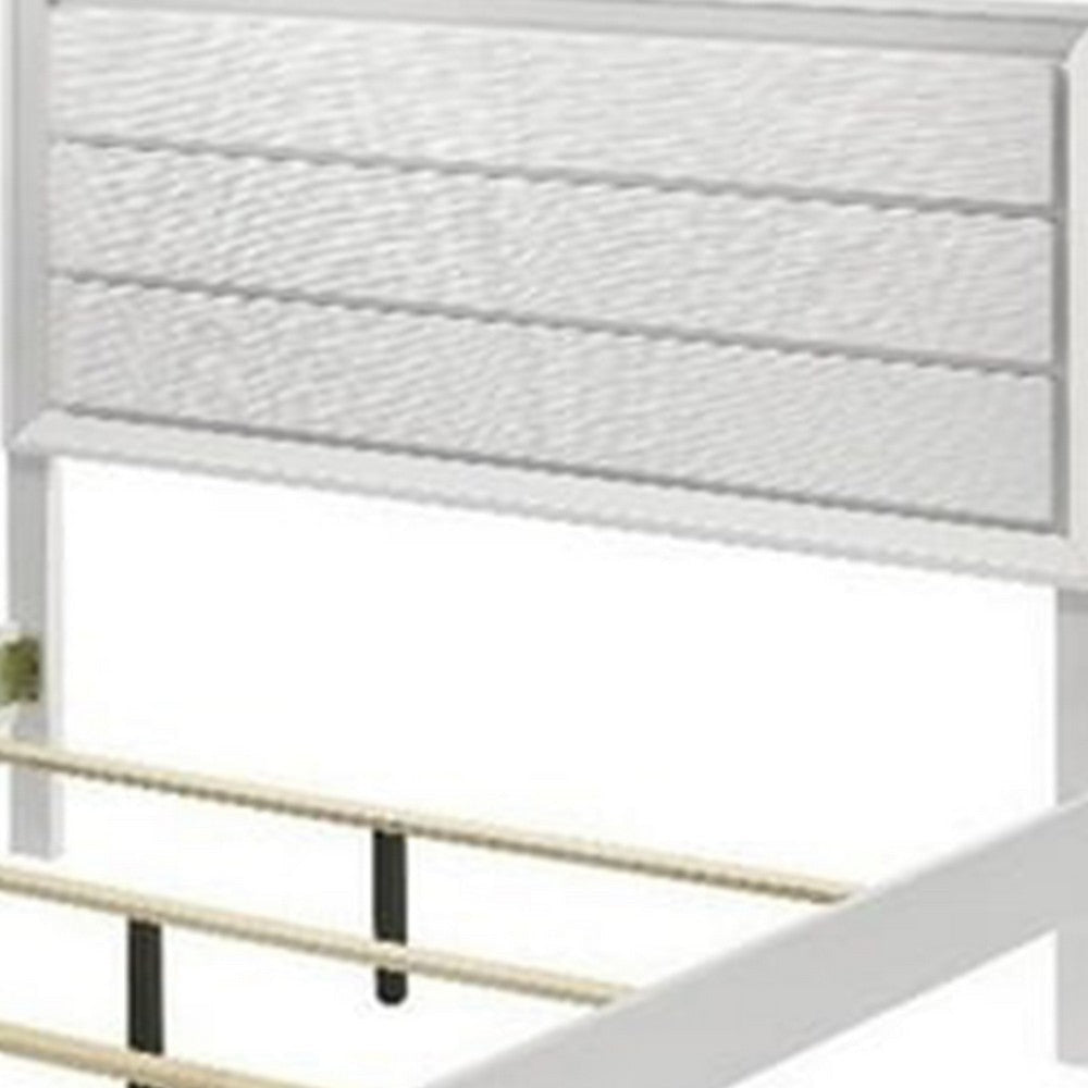 Tory California King Size Bed | Wave Texture & Mitered Corners | White BM342381
