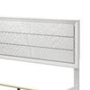 Tory California King Size Bed | Wave Texture & Mitered Corners | White BM342381