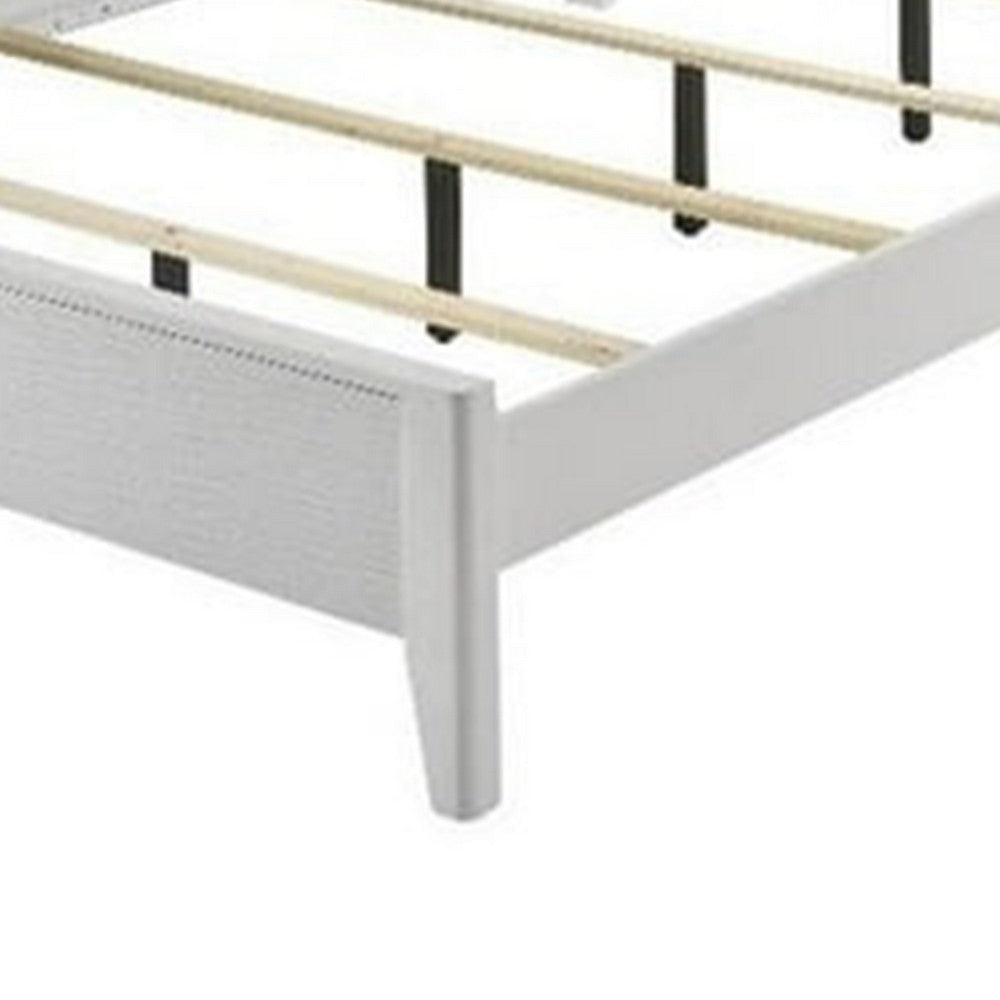 Tory California King Size Bed | Wave Texture & Mitered Corners | White BM342381