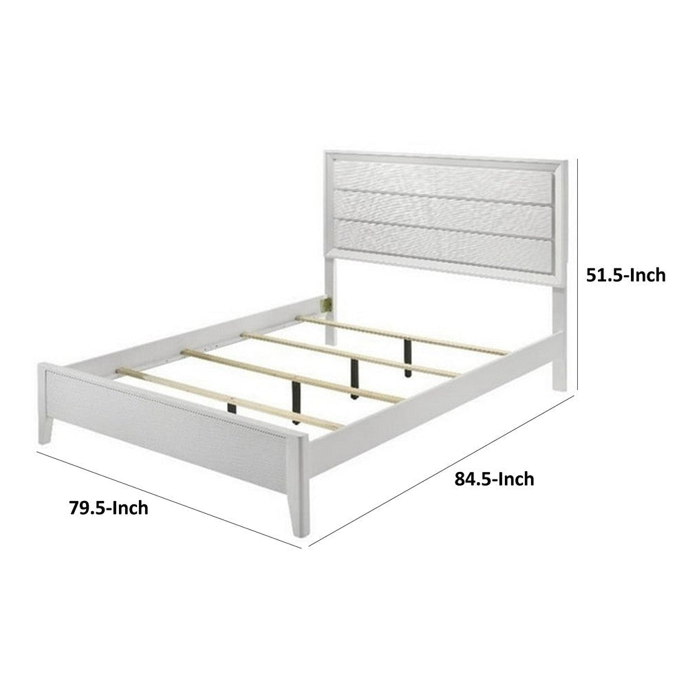 Tory King Size Bed | Wave Texture & Mitered Corners | Modern White BM342382