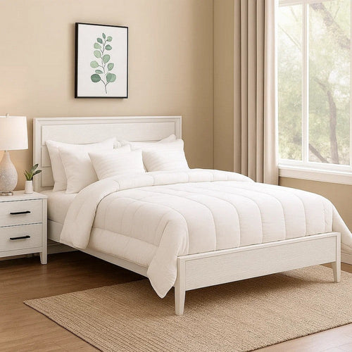 Tory King Size Bed | Wave Texture & Mitered Corners | Modern White