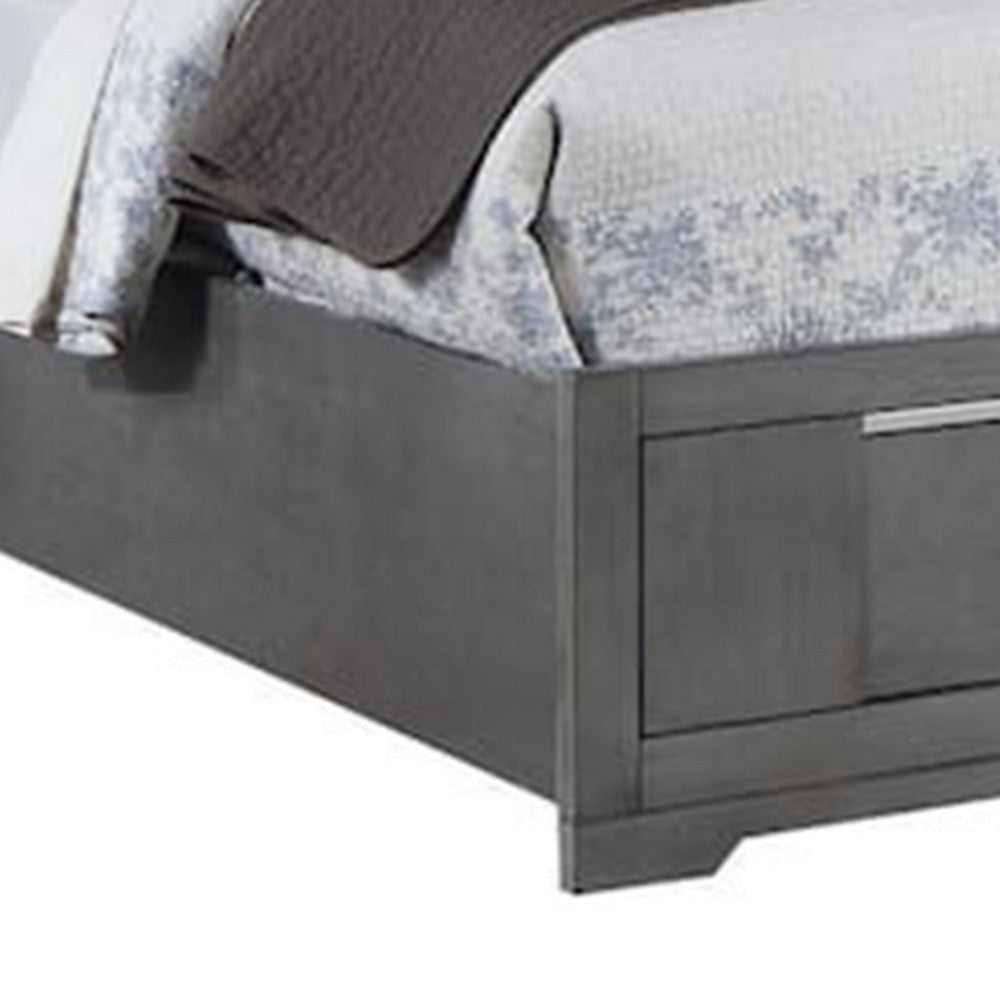Levice Queen Size Bed | LED Headboard | 2 Footboard Storage Drawers | Gray BM342385