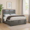 Levice Queen Size Bed | LED Headboard | 2 Footboard Storage Drawers | Gray BM342385