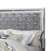 Fery Queen Size Bed | Gray Velvet Upholstery | Silver Mirror Accents BM342388