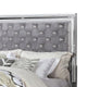 Fery Queen Size Bed | Gray Velvet Upholstery | Silver Mirror Accents BM342388