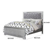 Fery Queen Size Bed | Gray Velvet Upholstery | Silver Mirror Accents BM342388
