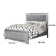 Fery Queen Size Bed | Gray Velvet Upholstery | Silver Mirror Accents BM342388