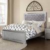 Fery Queen Size Bed | Gray Velvet Upholstery | Silver Mirror Accents BM342388