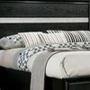 Cevy Queen Size Bed | Footboard Drawers | Black Wood w Glitter Accents BM342389