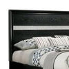 Cevy Queen Size Bed | Footboard Drawers | Black Wood w Glitter Accents BM342389
