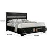 Cevy Queen Size Bed | Footboard Drawers | Black Wood w Glitter Accents BM342389