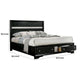 Cevy Queen Size Bed | Footboard Drawers | Black Wood w Glitter Accents BM342389