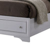 Cevy Full Size Bed | Footboard Drawers | White Wood w Glitter Accents BM342390