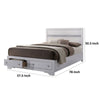 Cevy Full Size Bed | Footboard Drawers | White Wood w Glitter Accents BM342390