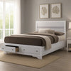 Cevy Full Size Bed | Footboard Drawers | White Wood w Glitter Accents BM342390