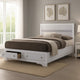 Cevy Full Size Bed | Footboard Drawers | White Wood w Glitter Accents BM342390
