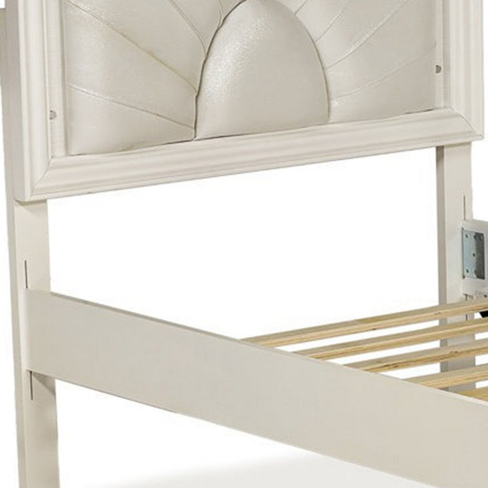 Jisoo Full Size Bed | Pearl White Upholstery | Radial Arch Headboard BM342395