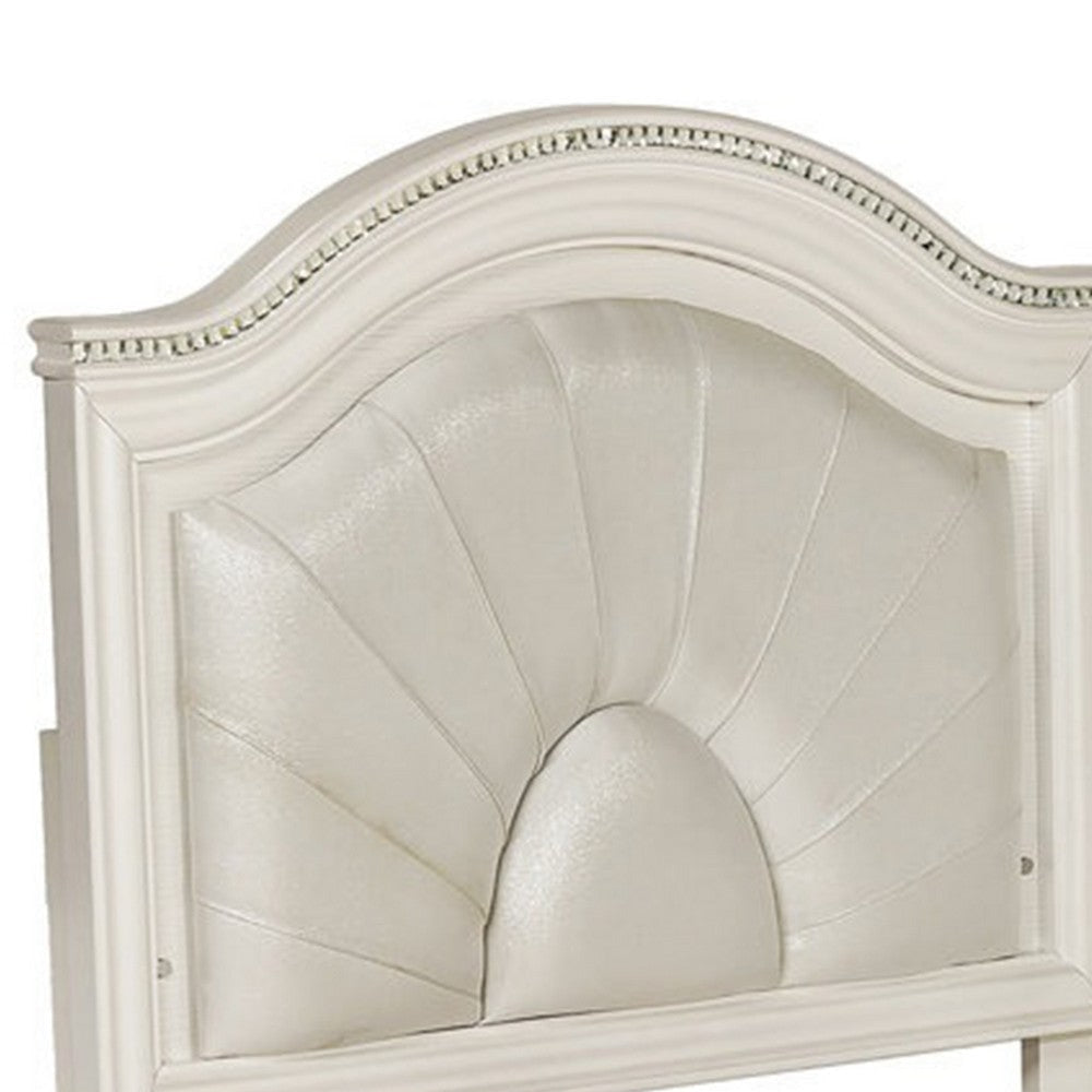 Jisoo Full Size Bed | Pearl White Upholstery | Radial Arch Headboard BM342395