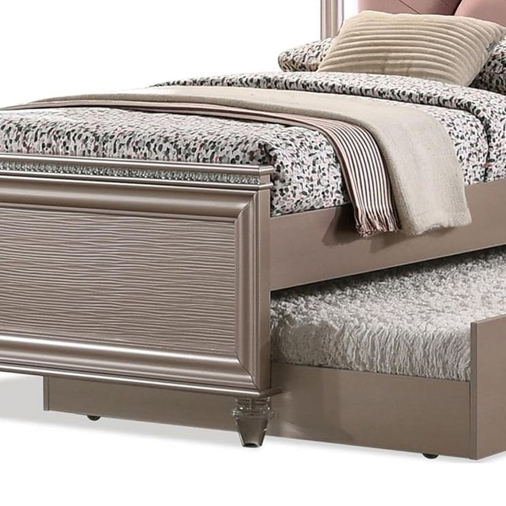 Jisoo Full Size Bed | Rose Gold Upholstery | Radial Arch Headboard BM342396