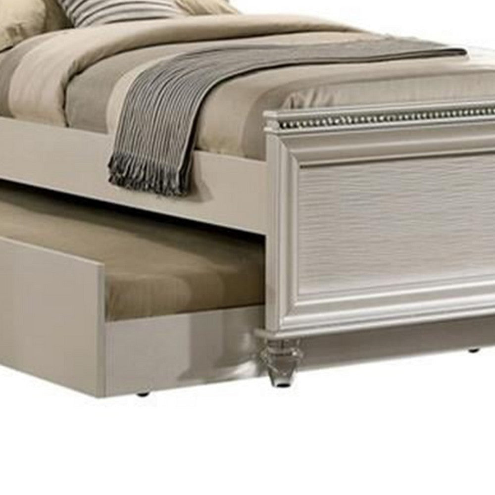 Jisoo Twin Size Bed | Pearl White Upholstery | Radial Arch Headboard BM342397