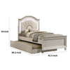 Jisoo Twin Size Bed | Pearl White Upholstery | Radial Arch Headboard BM342397