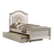 Jisoo Twin Size Bed | Pearl White Upholstery | Radial Arch Headboard BM342397