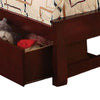 Resy Twin Size Bed | Slatted Headboard & Side Drawers | Cherry Brown