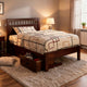 Resy Twin Size Bed | Slatted Headboard & Side Drawers | Cherry Brown
