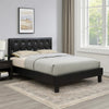 Legy Full Size Bed | Button Tufted | Black Faux Leather Upholstery BM342399