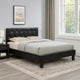 Legy Full Size Bed | Button Tufted | Black Faux Leather Upholstery BM342399