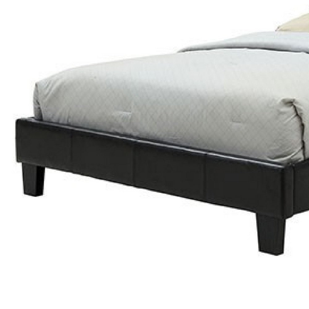 Legy Queen Size Bed | Button Tufted | Black Faux Leather Upholstery BM342400