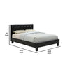 Legy Queen Size Bed | Button Tufted | Black Faux Leather Upholstery BM342400