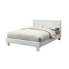 Legy Twin Size Bed | Button Tufted | White Faux Leather Upholstery BM342401