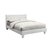 Legy Twin Size Bed | Button Tufted | White Faux Leather Upholstery BM342401