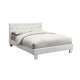 Legy Twin Size Bed | Button Tufted | White Faux Leather Upholstery BM342401