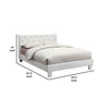 Legy Twin Size Bed | Button Tufted | White Faux Leather Upholstery BM342401