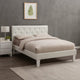 Legy Twin Size Bed | Button Tufted | White Faux Leather Upholstery