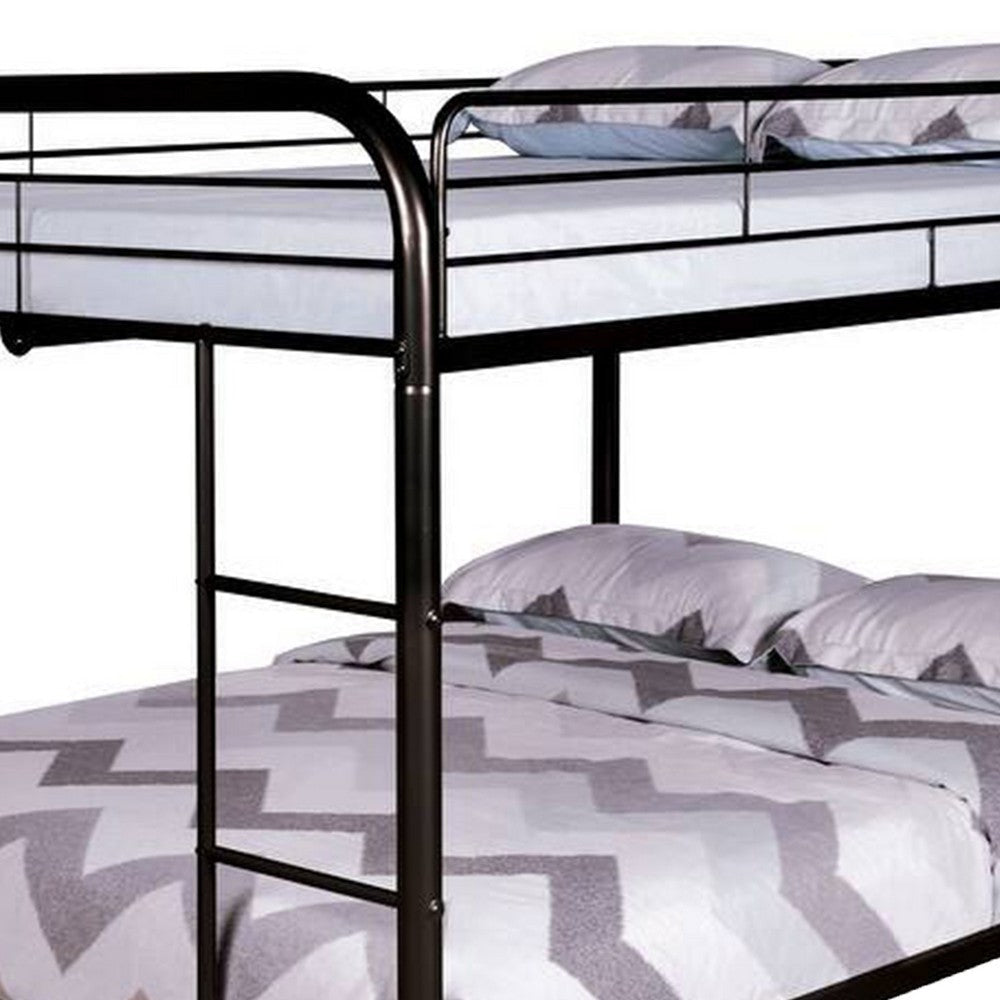 Fegy Full Over Full Bunk Bed |Ladder and Rails | Black Metal Frame BM342402