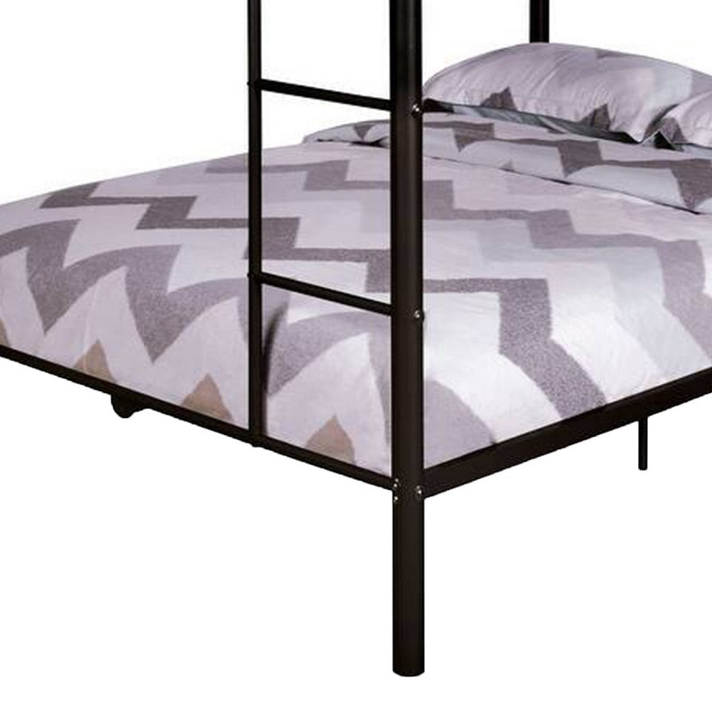 Fegy Full Over Full Bunk Bed |Ladder and Rails | Black Metal Frame BM342402