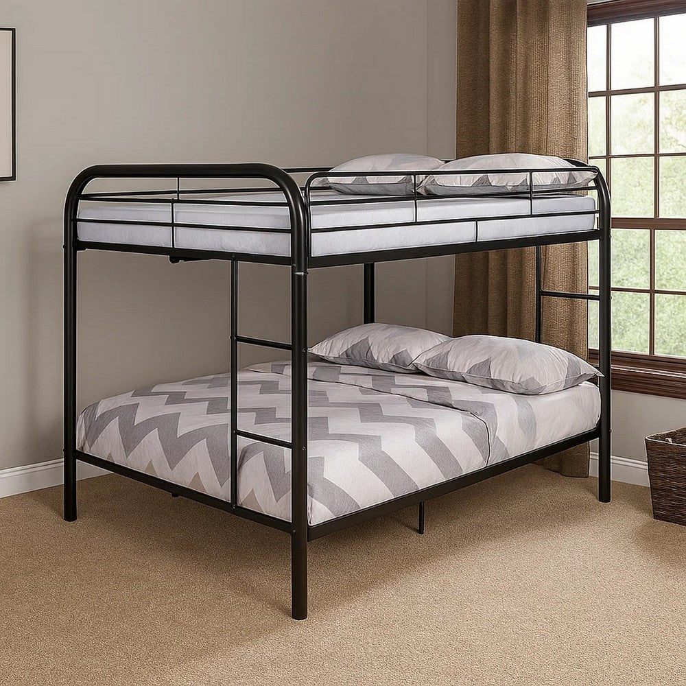 Fegy Full Over Full Bunk Bed |Ladder and Rails | Black Metal Frame BM342402